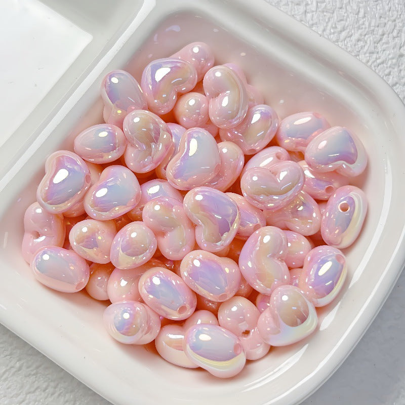 Cream tie chubby little love heart straight hole acrylic beaded diy mobile phone chain bracelet necklace material accessories