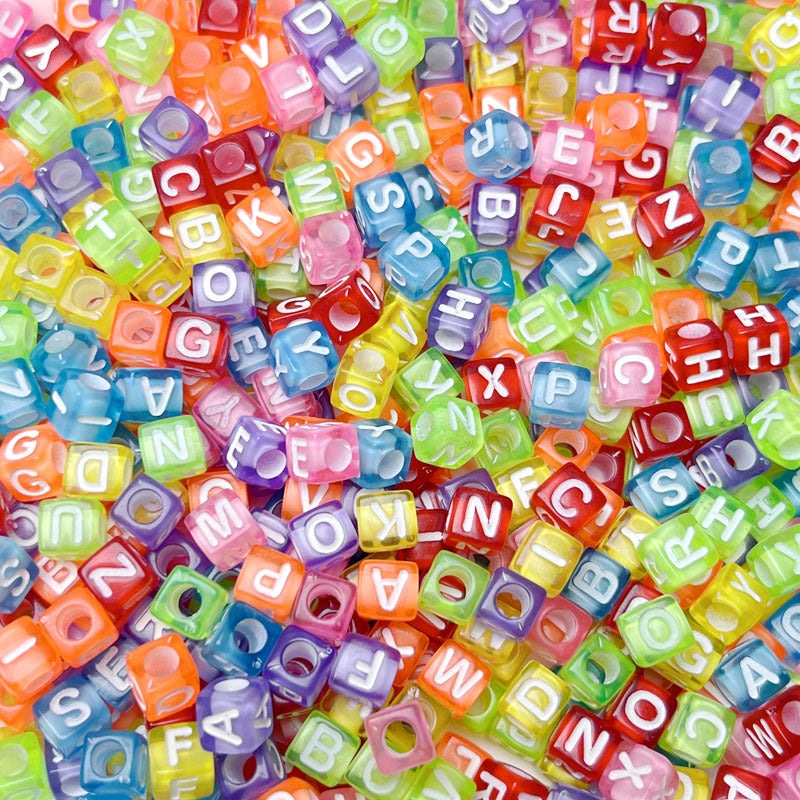 Acrylic English letters candy color square diy loose beads accessories