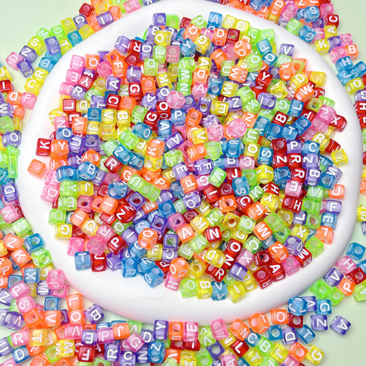 Acrylic English letters candy color square diy loose beads accessories